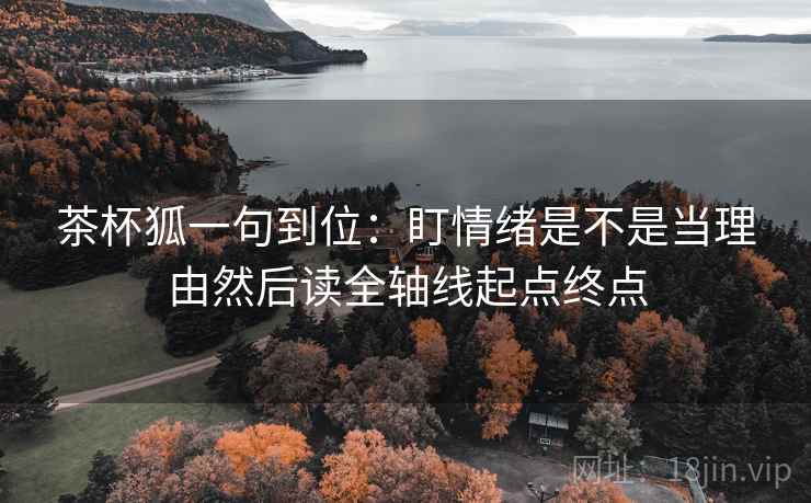 茶杯狐一句到位：盯情绪是不是当理由然后读全轴线起点终点